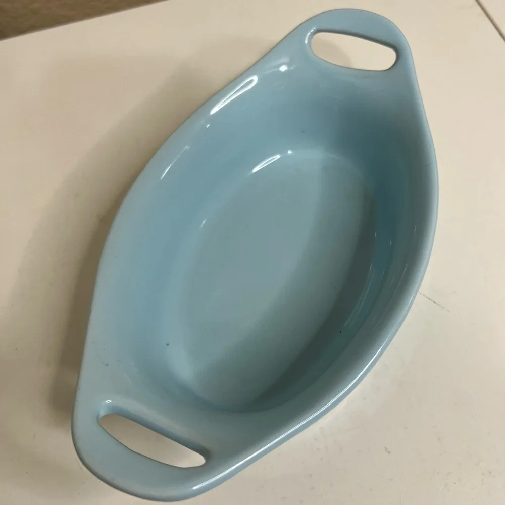 Rachael Ray 12oz Oval Stoneware Baker Dish Light Blue 8” Oven Safe